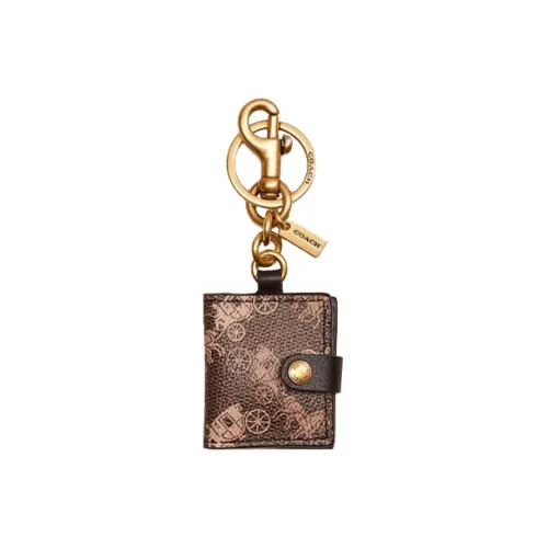 COACH Кожа Bag Charm Сумка Аксессуар Брелок Женские Коричневый Серый