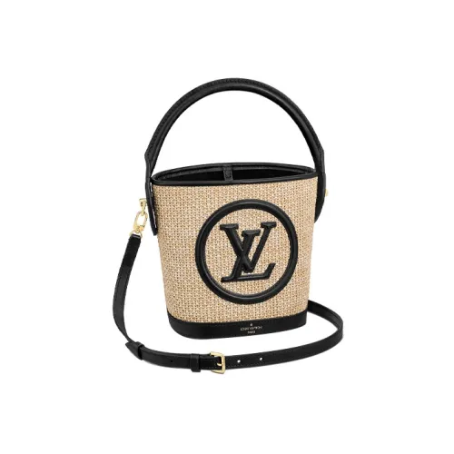 LOUIS VUITTON Рафия Fiber Bucket Bag Portable Crossbody Bag Shoulder Bag Small Women's Black