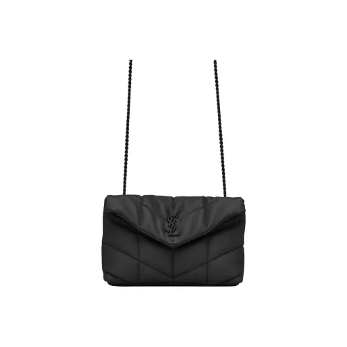 SAINT LAURENT LOULOUPUFFER Овечья шкура Облачная сумка Сумка-подушка Ручная сумка Сумка через плечо Мини Женская Черная