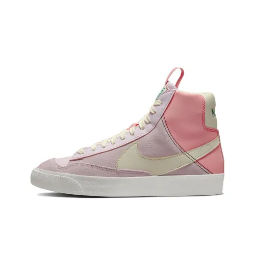 Nike Blazer 77 SE D Slip Resistant Abrasion Resistant Легкий MID Скейтбординг Кроссовки Женские Розовый Желтый