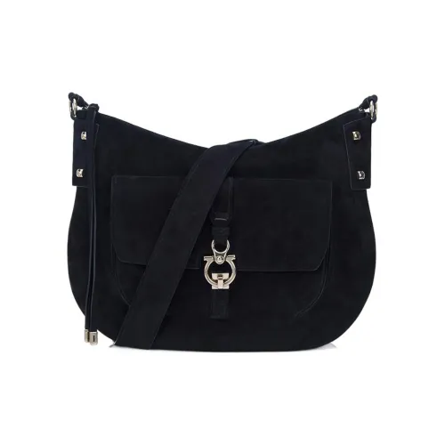 Ferragamo Анти-Вельвет Коровья Кожа Плечевая Сумка Женская с Карманом на Молнии