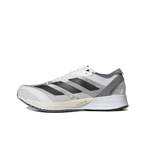 Adidas Adizero Adios 7 Low Топ Карбоновая плита Беговые кроссовки Унисекс Белый Серый