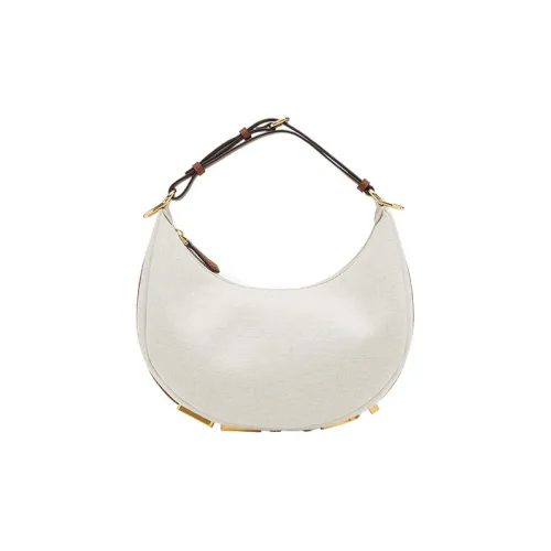 FENDI fendigraphy Canvas Сумка-полумесяц Сумка через плечо Сумка Женская Белая