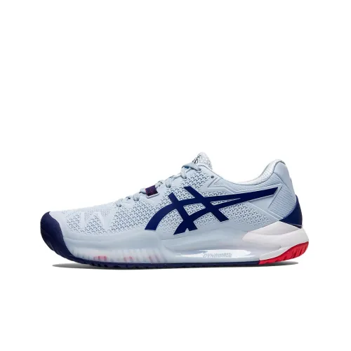 ASICS Гель Resolution 8 Устойчивые к истиранию Низкие Кроссовки для тенниса Женские Светло-синие