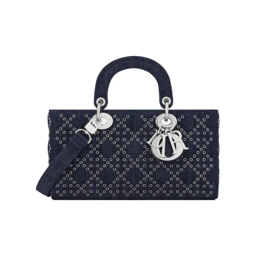 DIOR LADY D JOY Denim Ткань Сумка Lady Dior Сумка через плечо Сумка Обычная Женская Темно-джинсовый Синий