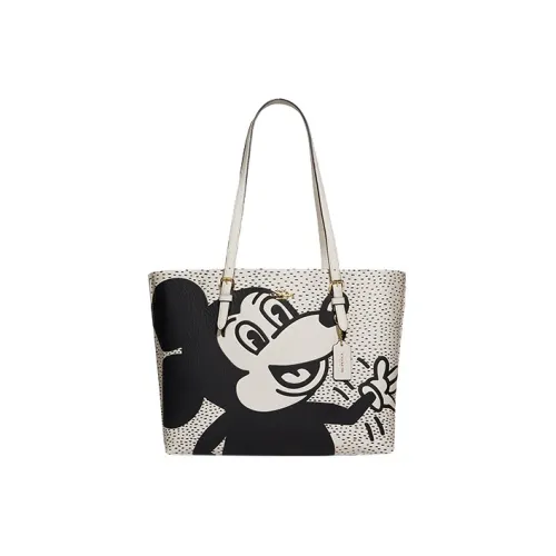 COACH Disney X Keith Haring Коллаборация Mollie Кожа Тоут Сумка Сумка для покупок Сумка Сумка через плечо Женская Белая
