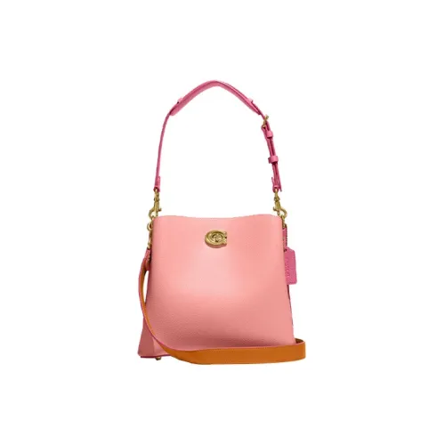 COACH Willow Коровья кожа Ведрообразная сумка Сумка через плечо Сумка среднего размера Женская Розовая