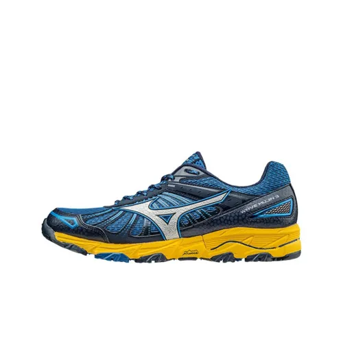 Mizuno Shock Absorbers Slip-Resistant Abrasion-Resistant Low-Top Беговые кроссовки Мужские Синий Желтый