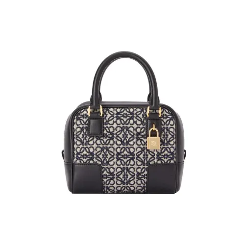 LOEWE Amazona Кожаная отделка Маленькая квадратная сумка Сумка Сумка через плечо Сумка через плечо Мини Женская Морской синий Черный