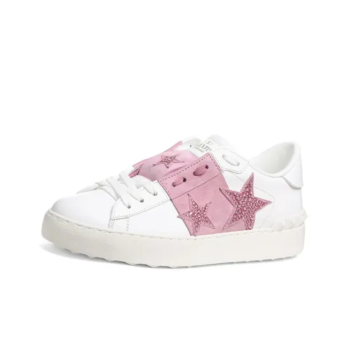 Valentino Открыто Garavani Низкие Кроссовки для скейтбординга Женские Белые Розовые