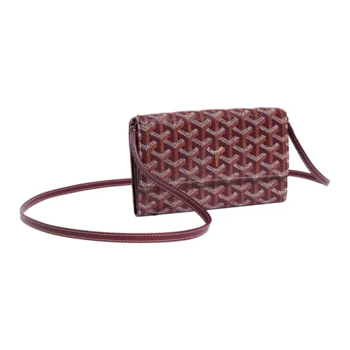 GOYARD Varenne Холст и Кожа Сумка через плечо Кошелек Женский Бордовый