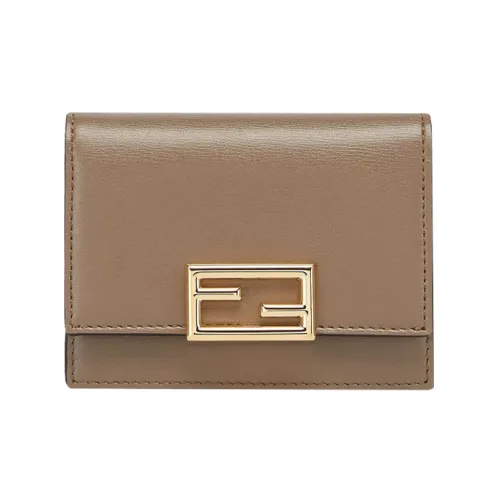 FENDI Телячья кожа Держатель для карт кошелек Женские Серый