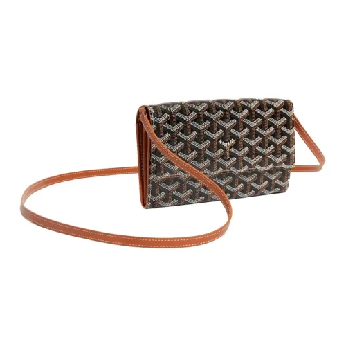 GOYARD Varenne Холст и Кожа Клатч Сумка через плечо Женская Черная Коричневая