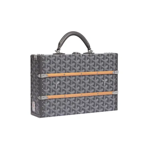 GOYARD Palace Canvas Leather Suitcase Hard Case Medium Unisex Gray GOYARD Palace Холст Кожаный Чемодан Твердый Чехол Средний Унисекс Серый