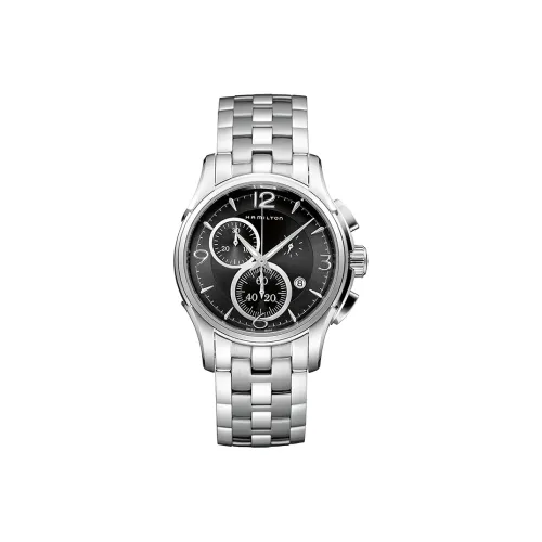 HAMILTON Jazz Series Кварцевый механизм Мужские часы Циферблат Черный Корпус из нержавеющей стали Ремешок из нержавеющей стали