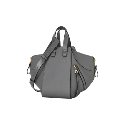 LOEWE Hammock Коровья кожа крупнозернистая Ведрообразная сумка Маленькая Женская Асфальтово-серый