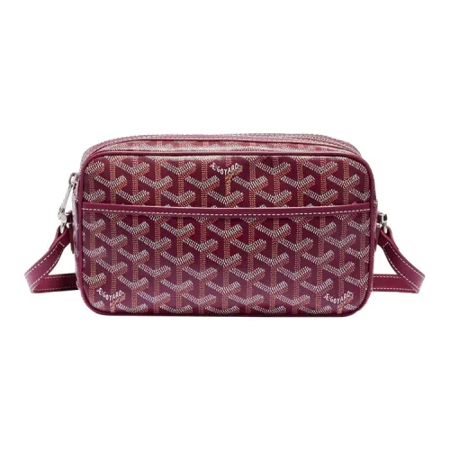 GOYARD Холст Телячья кожа Camera Сумка через плечо Маленькая Женская Бургунди