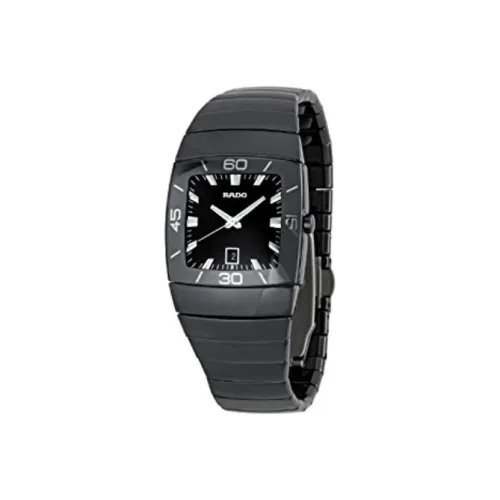 RADO Кварцевый механизм Унисекс Часы Черный циферблат Керамические корпуса Керамический ремешок