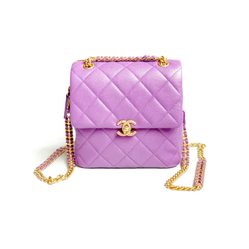 CHANEL Рюкзак из икорной коровьей кожи женский фиолетовый