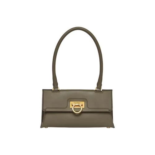 FERRAGAMO Trifolio Телячья кожа Сумка через плечо Женская Оливково-зеленая