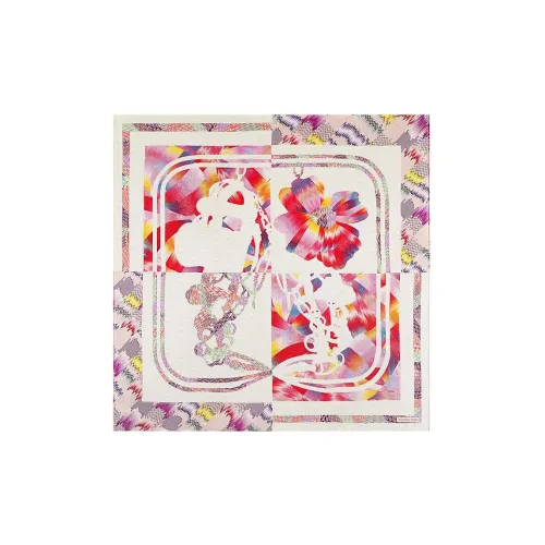 HERMES Шелковые шарфы Красный/Фиолетовый Женские