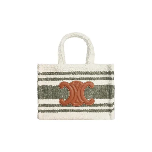 CELINE Cabas Текстиль Коровья кожа Сумка через плечо Сумка маленькая Женская Хаки зеленый