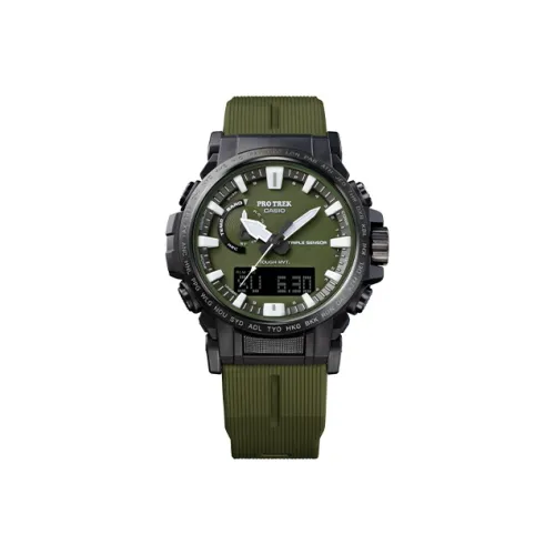 CASIO PRO TREK Collection Кварцевый механизм Смольный ремешок Часы Мужские Зеленый циферблат PRW 61Y 3PR