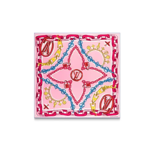 LOUIS VUITTON Шаль из шелка тутового дерева Женская Розово-красная