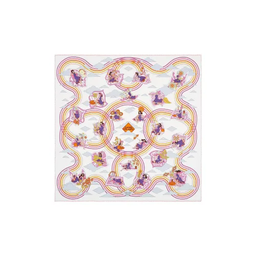 Hermes Шелковые шарфы Белый/фиолетовый/оранжевый Женские