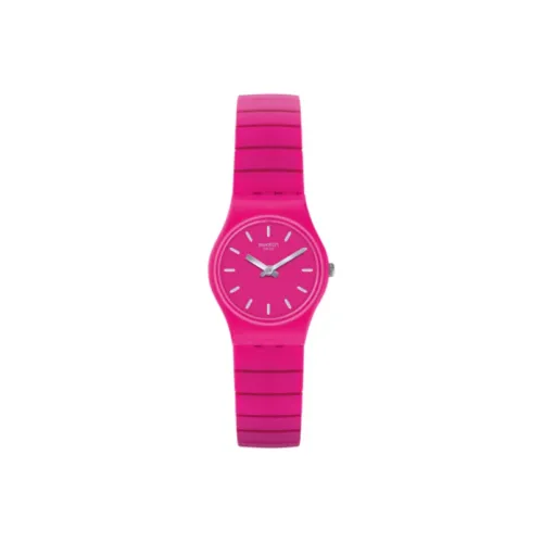 SWATCH ORIGINALS Collection Кварцевый механизм Женские часы 25 мм Розовый циферблат Пластиковый корпус Часы Стальной ремешок