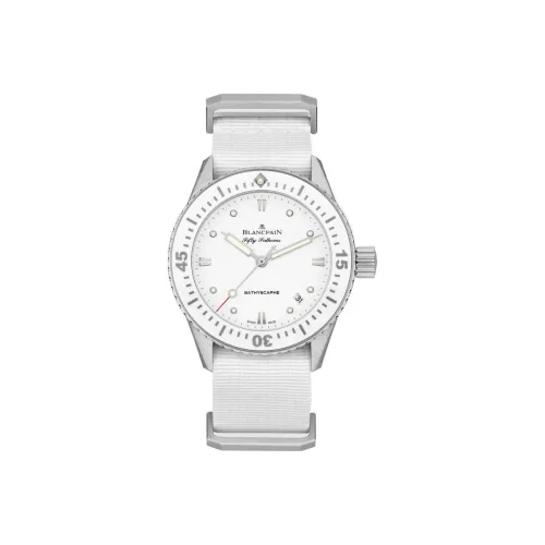 BLANCPAIN FIFTY FATHOMS Автоматический Механический Часы Мужские 38 мм Белый Циферблат Тканевый Ремешок