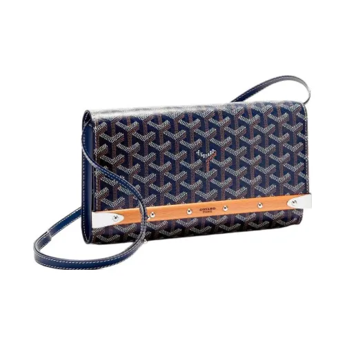 GOYARD Monte Carlo Холст и Кожа Клатч Сумка через плечо Маленькая Женская Темно-синяя