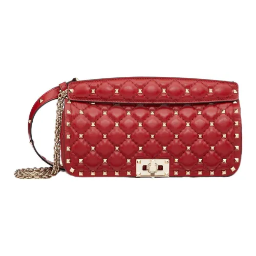 Valentino ROCKSTUD SPIKE Коровья кожа Сумка через плечо Женская Красная
