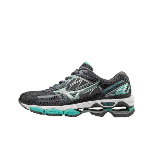 Mizuno Wave Creation 19 Амортизаторы Shock Absorbers Противоскользящие Устойчивые к истиранию Низкий Топ Беговые кроссовки Женские Серый Зеленый