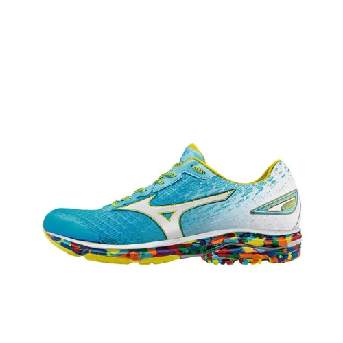 Mizuno Wave Rider 19 Износостойкий и Легкий Низкий Топ Беговые кроссовки Женские Сине-белый