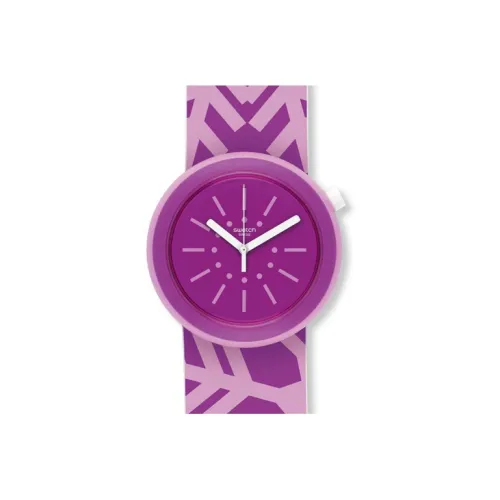 Swatch Quartz Механизм Мужские часы Часы 45 мм Фиолетовый циферблат Часы Пластиковый корпус Часы Силиконовый ремешок
