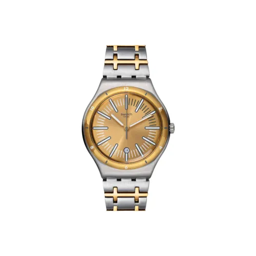Swatch Quartz Механизм Мужские часы Циферблат 41 Золото Корпус Нержавеющая сталь Ремешок Нержавеющая сталь