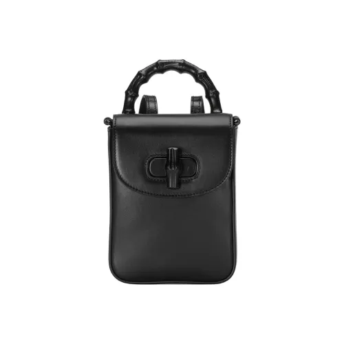 GUCCI Бамбук Кожа Рюкзак Мини Женский Черный