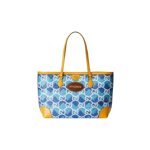 GUCCI Кожа Покрытие Солома Ткань Соломенное плетение Сумка-тоут Сумка для покупок Сумка Сумка через плечо Женская