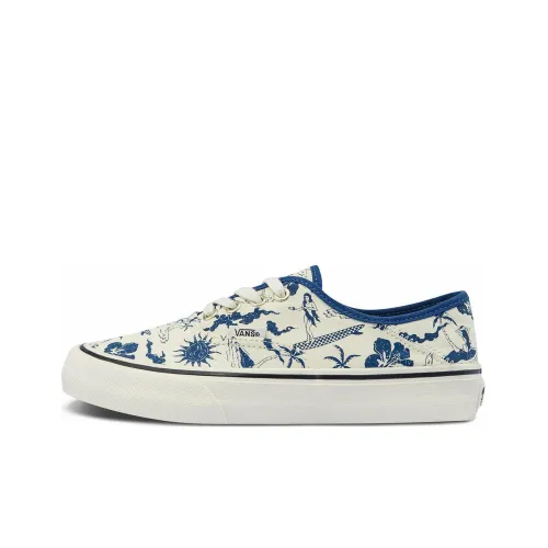 VANS Authentic Series Низкие Кроссовки для Скейтбординга Унисекс Бежевый Белый Синий