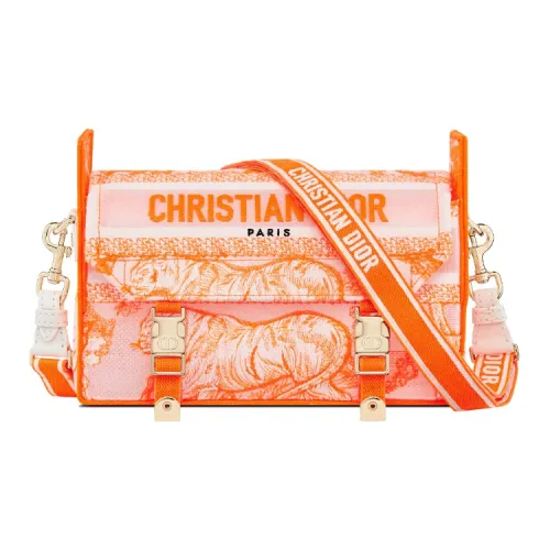 DIOR DiorCamp Canvas Bag Messenger Bag Shoulder Bag Small Neon Orange