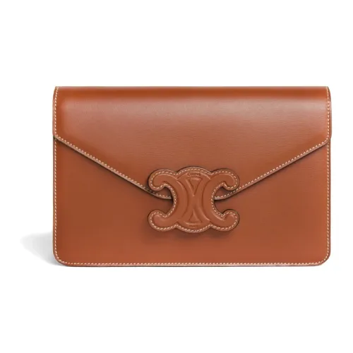 CELINE Triomphe Arc De Triomphe Коровья кожа Конверт Сумка через плечо Мини Женская Желтая Коричневая