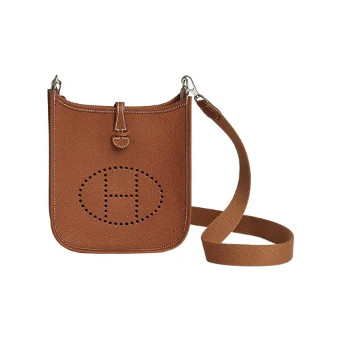 HERMES Evelyne BARENIA Faubourg Телячья кожа Седло Сумка Сумка через плечо Мини Женская Золотисто-коричневый