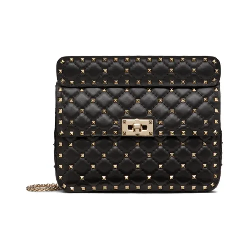 Valentino ROCKSTUD SPIKE Sheepskin Handbag Crossbody Bag Shoulder Bag Medium Women's Black