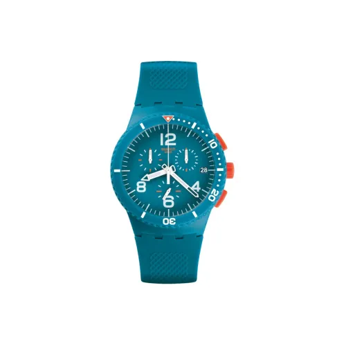 Swatch Quartz Механизм Унисекс Часы 42 мм Синий Циферблат Пластиковый Корпус Часы Силиконовый Ремешок