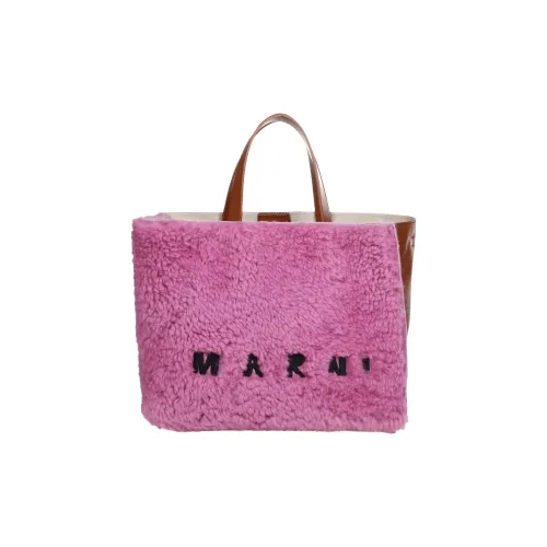 Marni Шерсть с коровьей кожей Тоут Сумка Сумка для покупок Сумка Женская Розовая