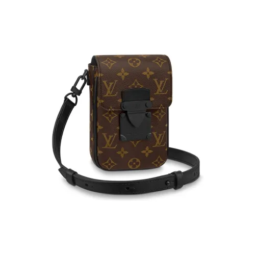 LOUIS VUITTON Покрытый холст с коровья кожа Сумка через плечо Мини Мужская Коричневый