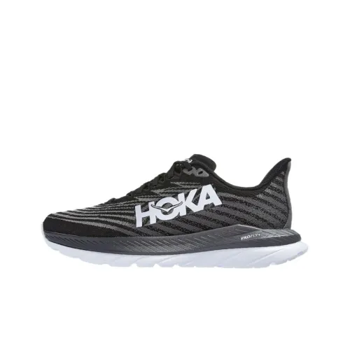 HOKA ONE ONE Mach 5 Износостойкий Дышащий Легкий Низкий Топ Беговые кроссовки Женские Черный Белый