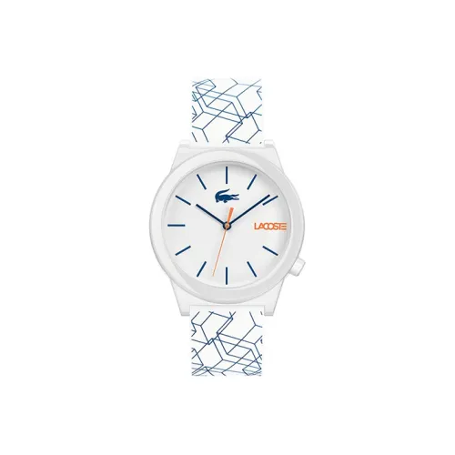 Мужские часы 42 мм с кварцевым механизмом, белый, сотрудничество с LACOSTE