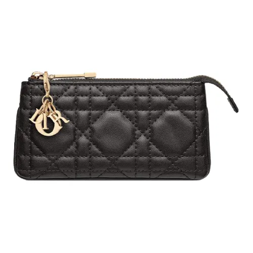 DIOR Lady Dior Lambskin Key Pouch Женские Black